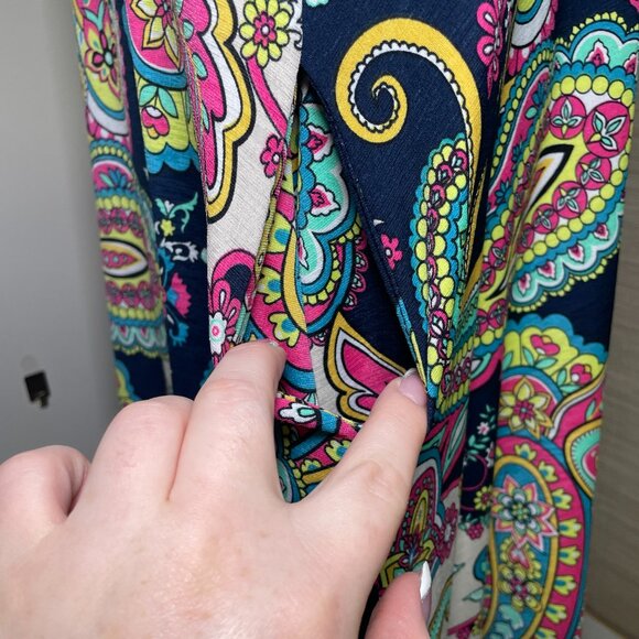 Women's Large Mermaid Cove Multicolor Paisley Sleeveless Shift Dress w/ Pockets - Picture 8 of 10